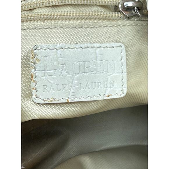 Y2K LAUREN RALPH LAUREN white crocodile leather small shoulder bag - Picture 3 of 7